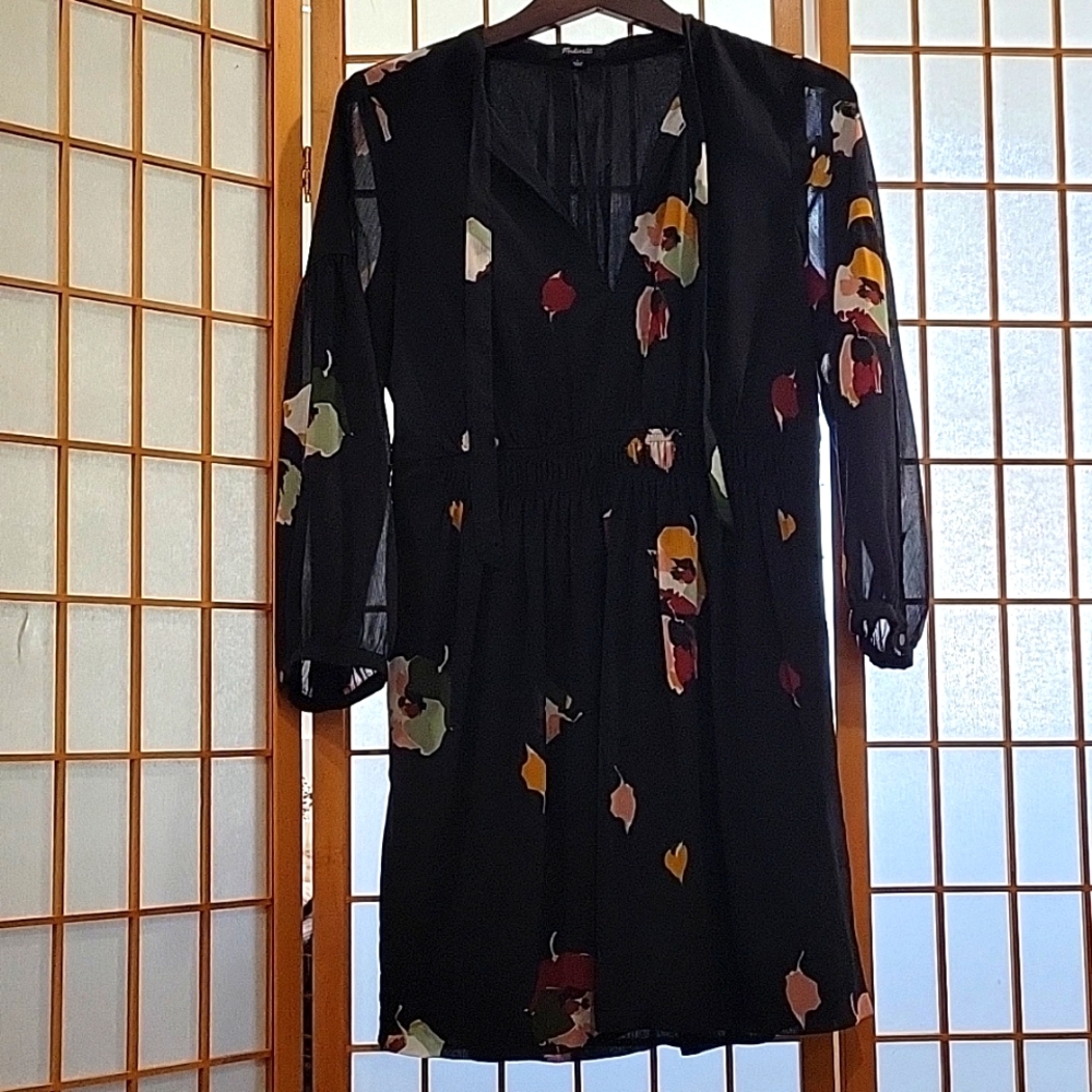 Madewell Black Floral Mini Dress